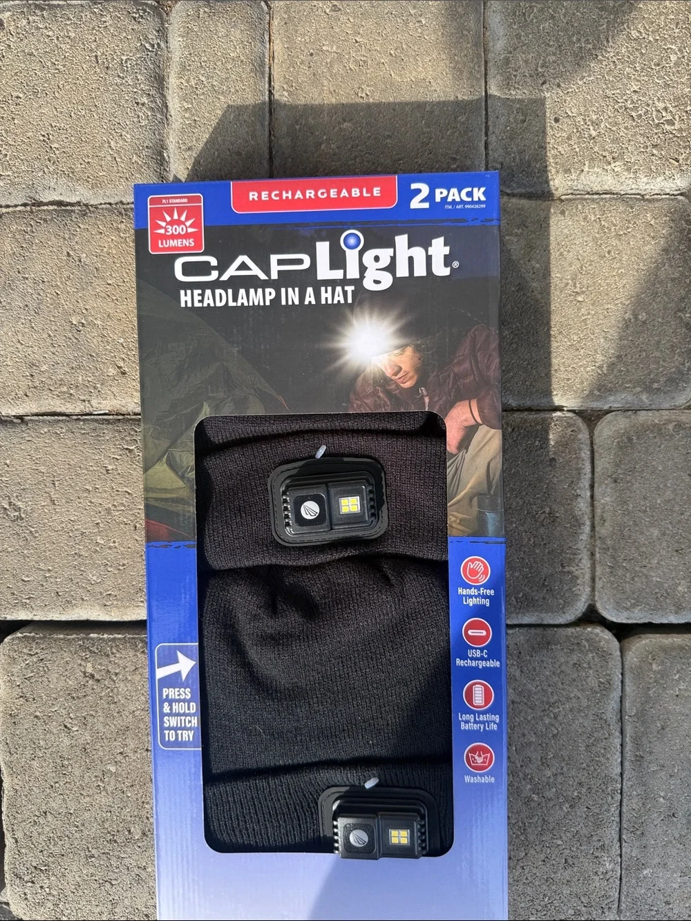 Rechargeable Black Headlamp Beanie - 2 Pack